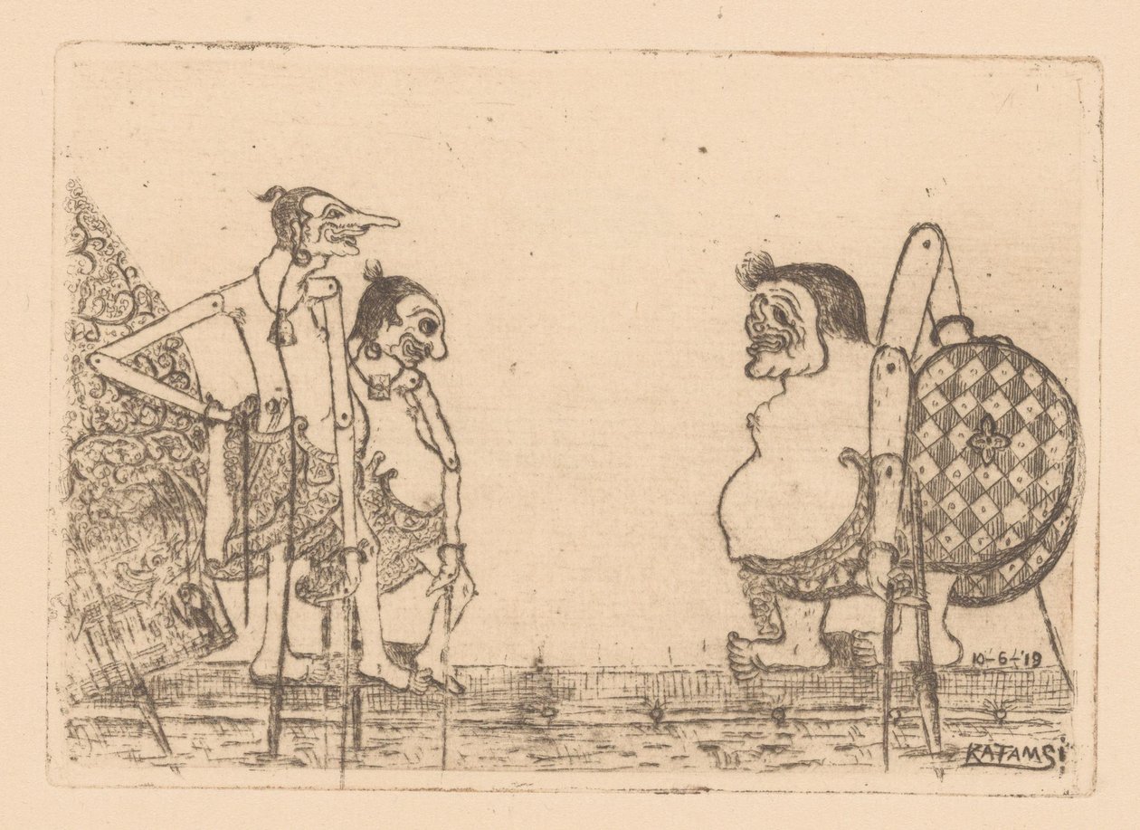 Wajangpoppen door Raden Katamsi (signed by artist)