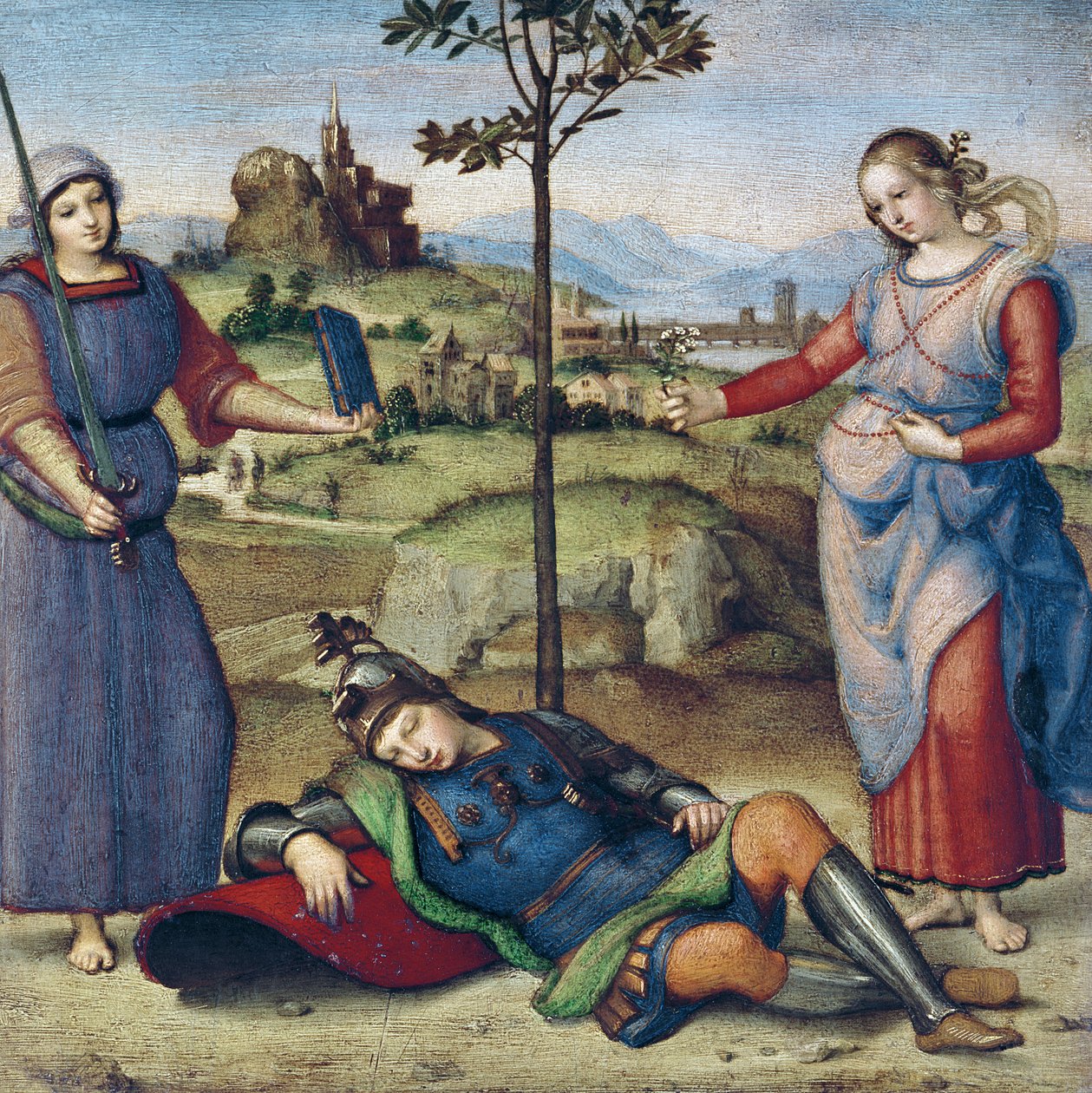 Visioen van een ridder, ca. 1504 door Raffaello Sanzio Raphael