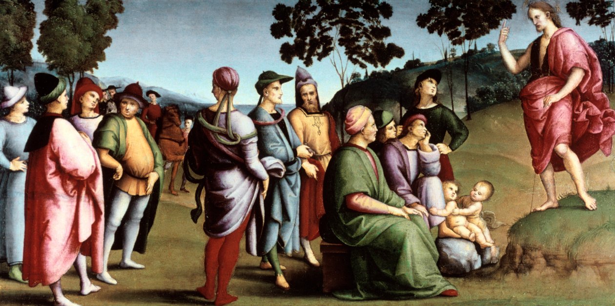 Sint Johannes de Doper predikend, 1505 door Raffaello Sanzio Raphael