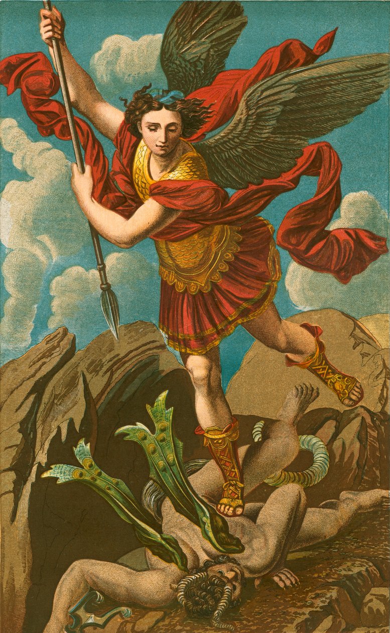 Sint Michaël overwint Satan door Raffaello Sanzio Raphael