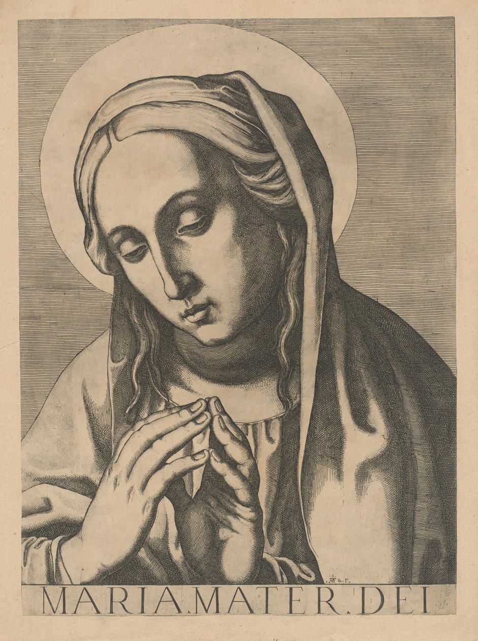 Borstbeeld van de Maagd door Raffaello Schiaminossi