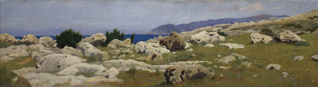 Uitzicht op Punta del Romito vanaf Castiglioncello door Raffaello Sernesi