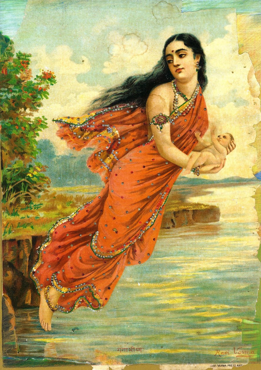 Ganga en Bhishma door Raja Ravi Varma