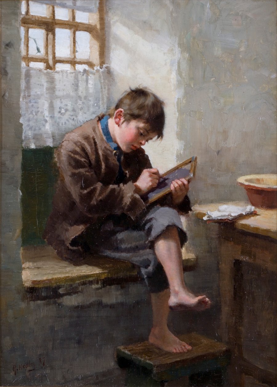 Huiswerk, 1887 door Ralph Hedley