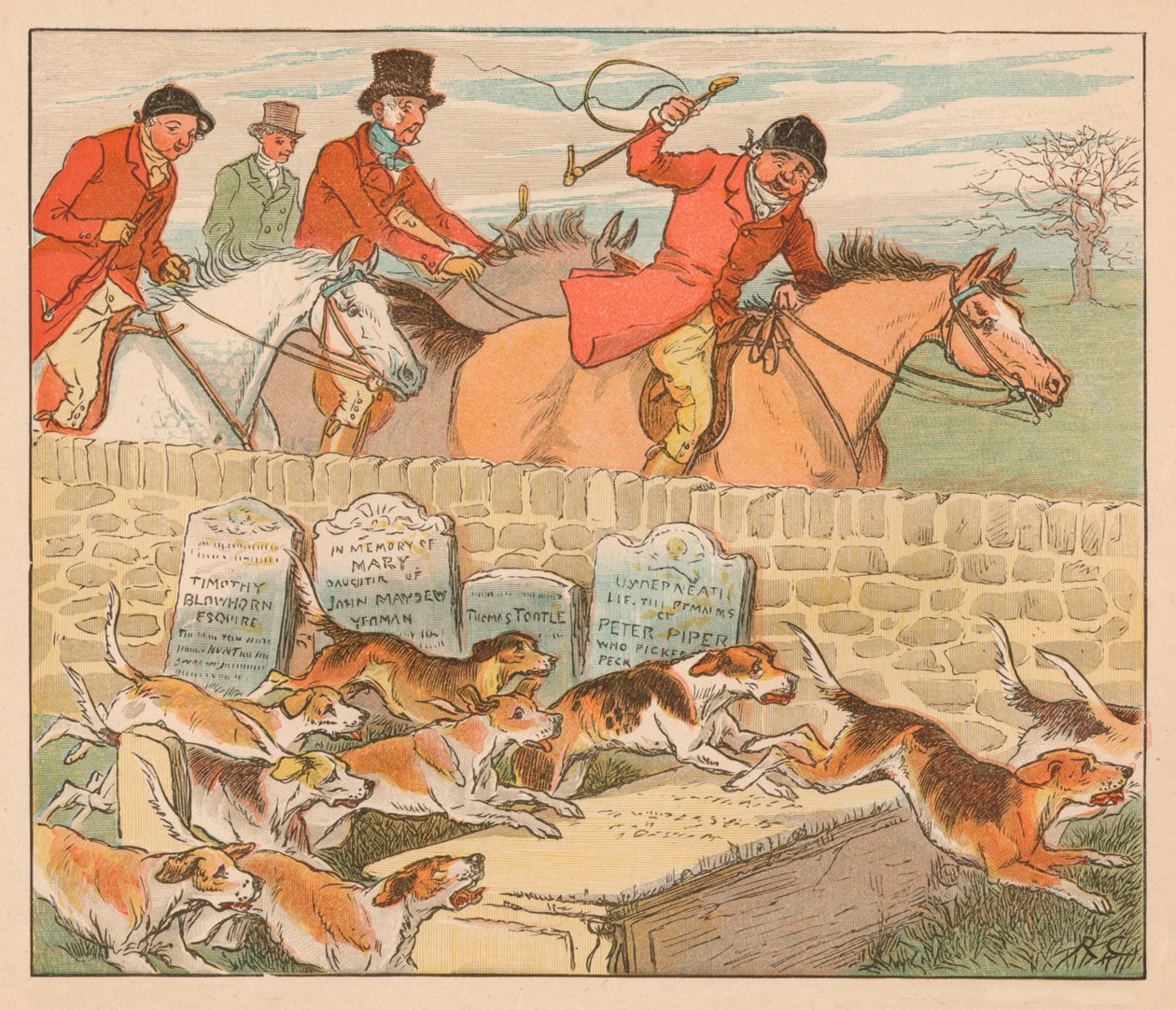Als de honden in zicht komen door Randolph Caldecott