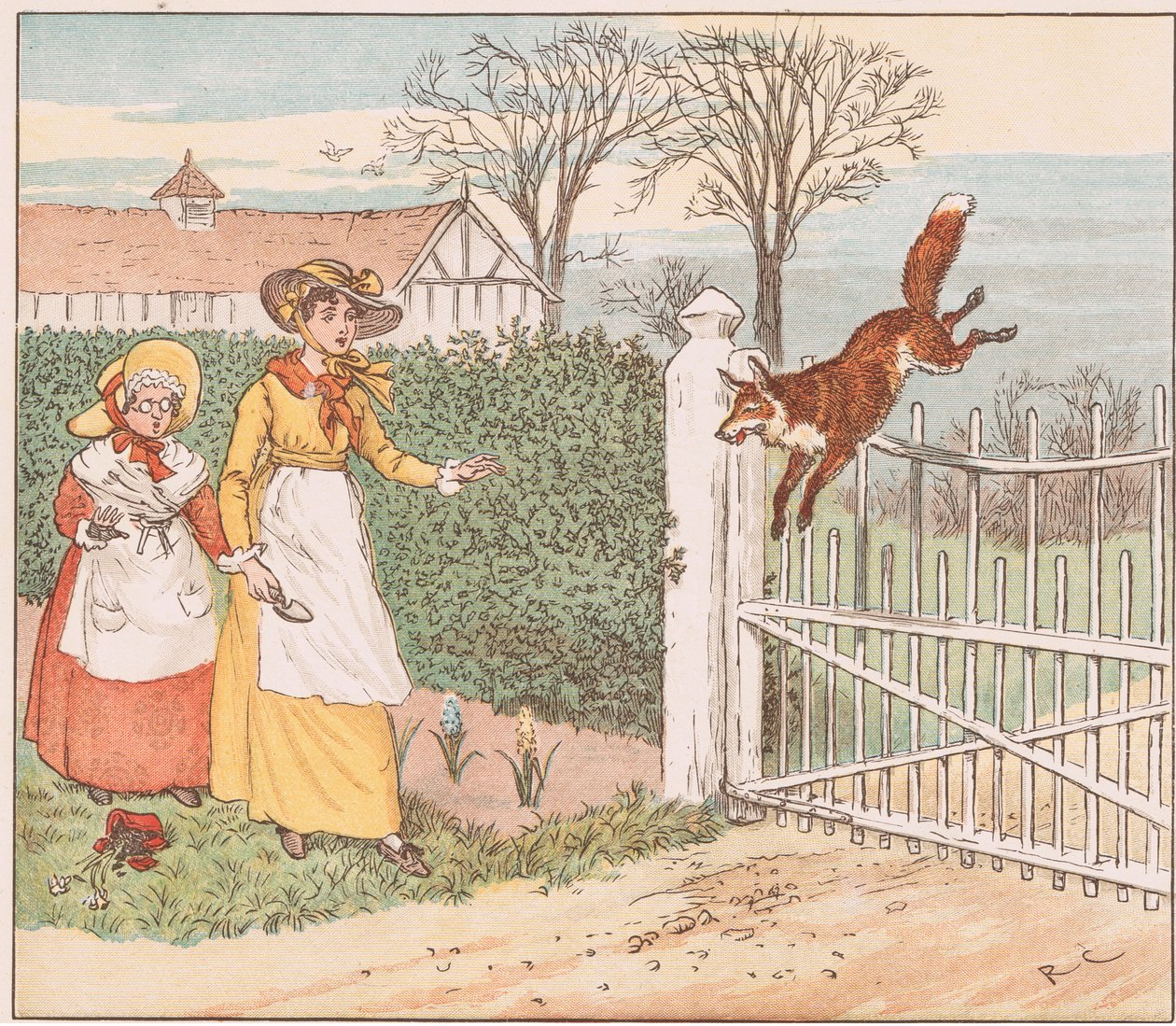 De vos springt over de poort van de dominee door Randolph Caldecott