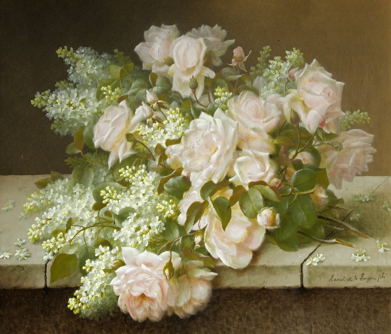 Rozen en witte sering door Raoul M. de Longpre
