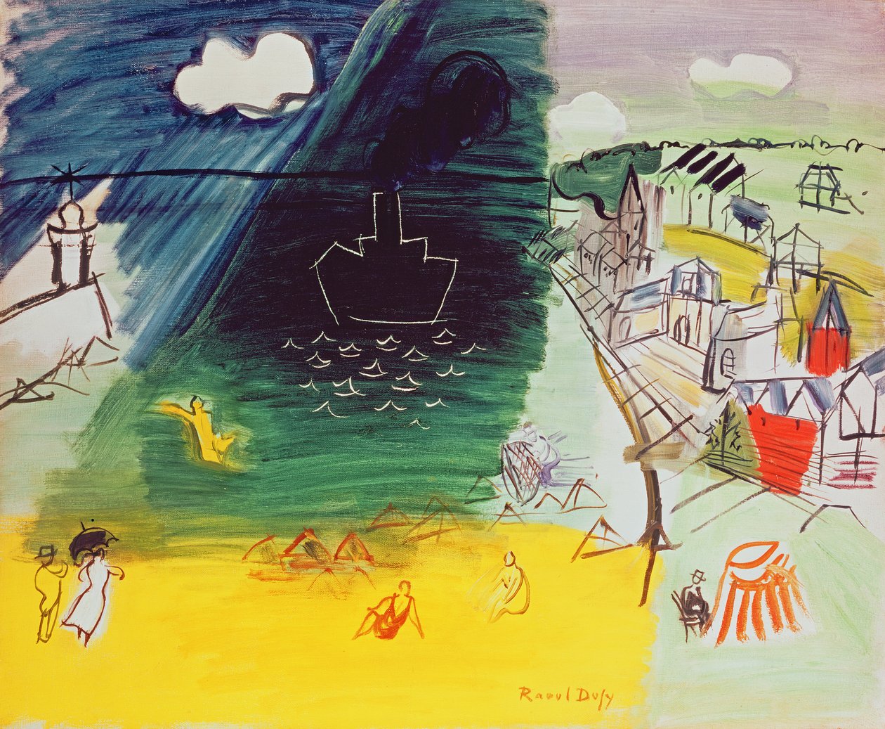 14 juli (olieverf op doek) door Raoul Dufy