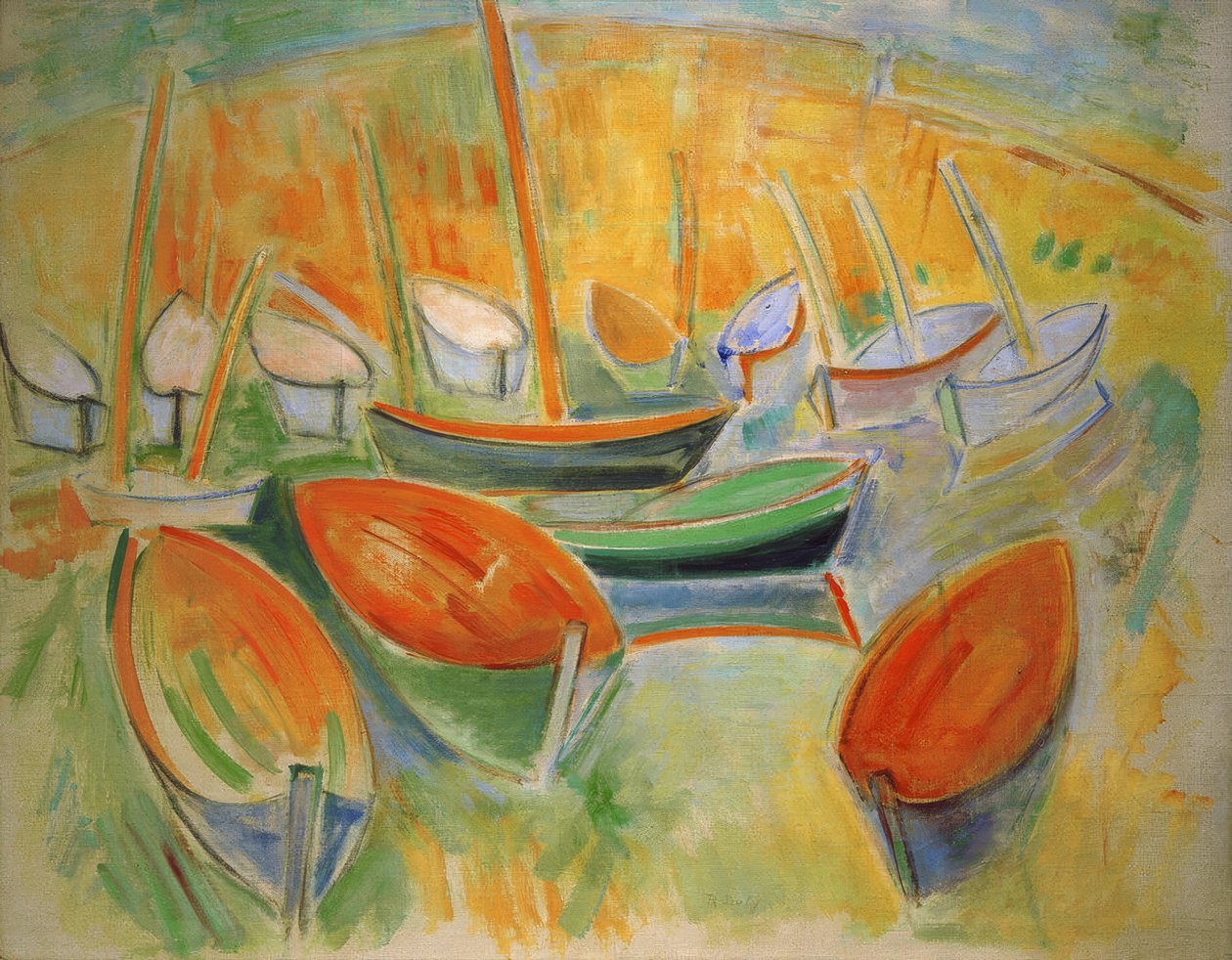 Boten in Martigues door Raoul Dufy