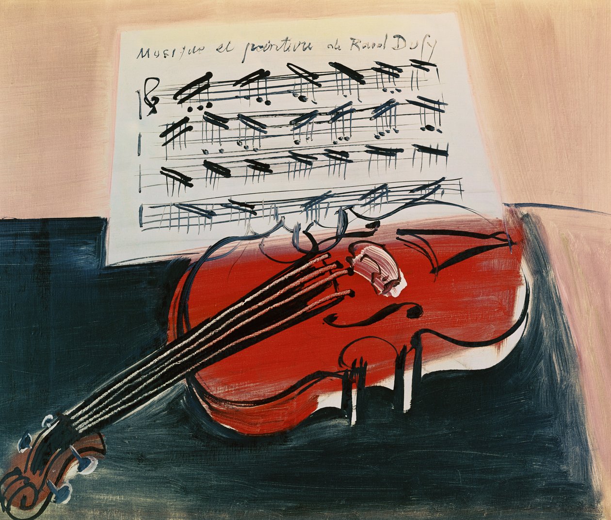 De rode viool, ca. 1948 (olieverf op doek) door Raoul Dufy