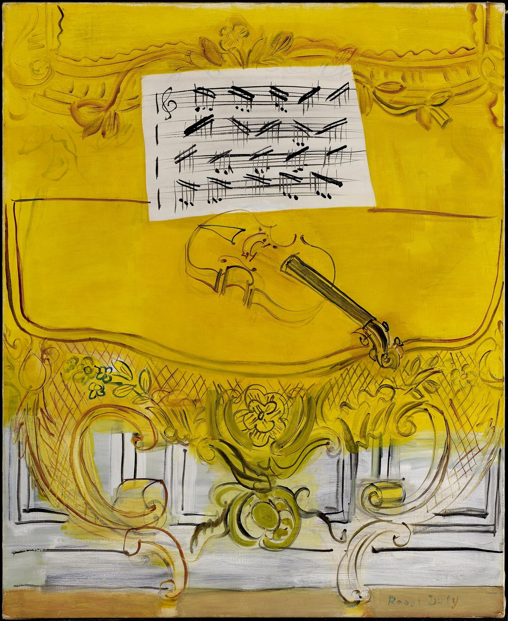 De gele console met een viool door Raoul Dufy