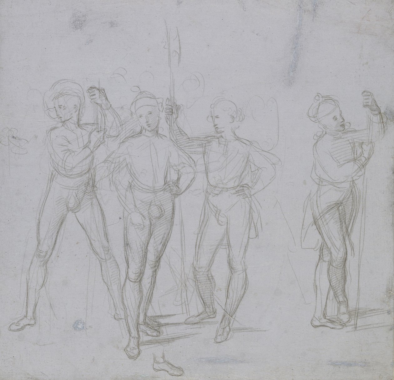 Groep van vier staande soldaten door Raffaello Sanzio Raphael