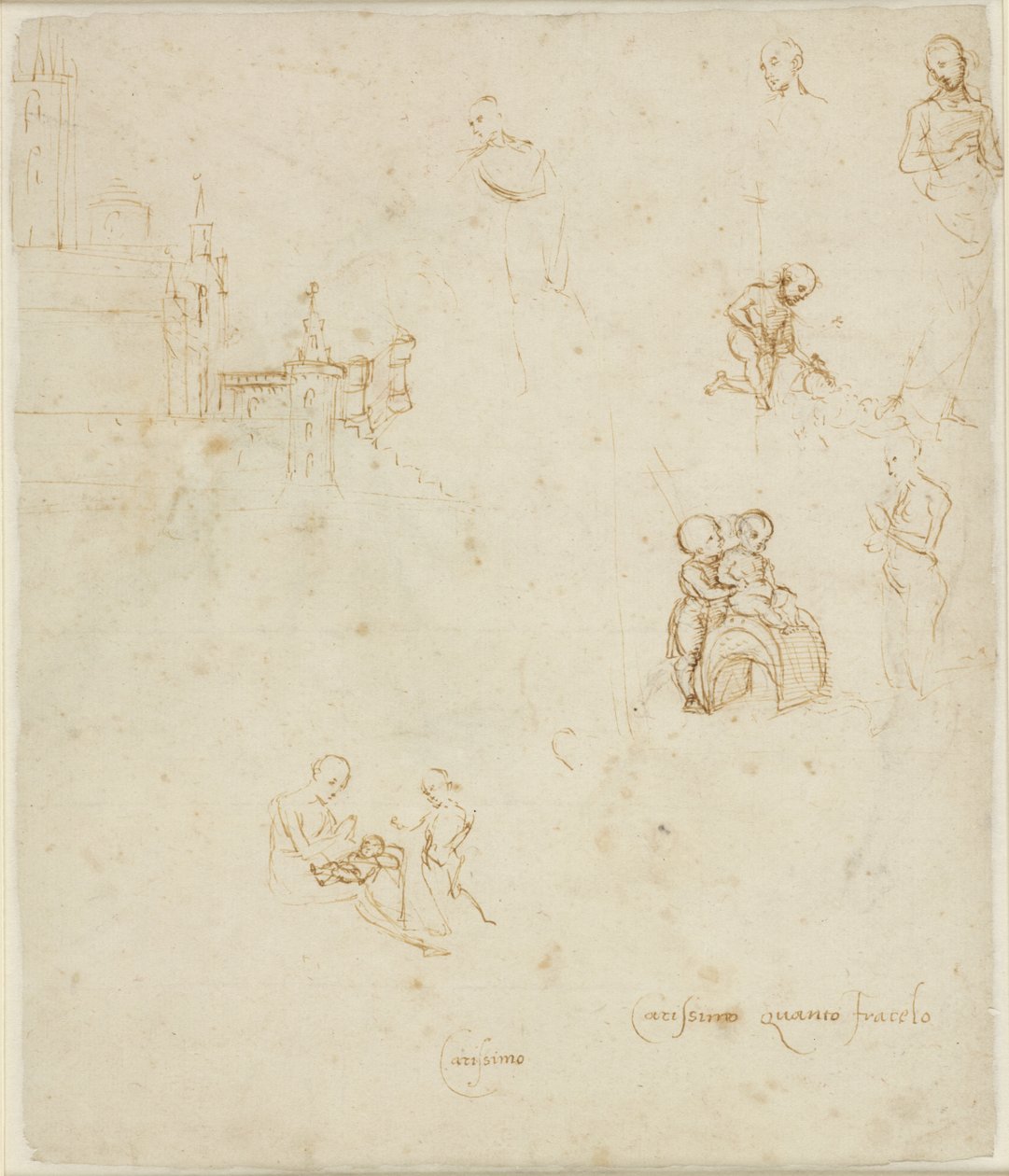 Verso: Diverse Figurenstudies, WA1846.145 door Raffaello Sanzio Raphael