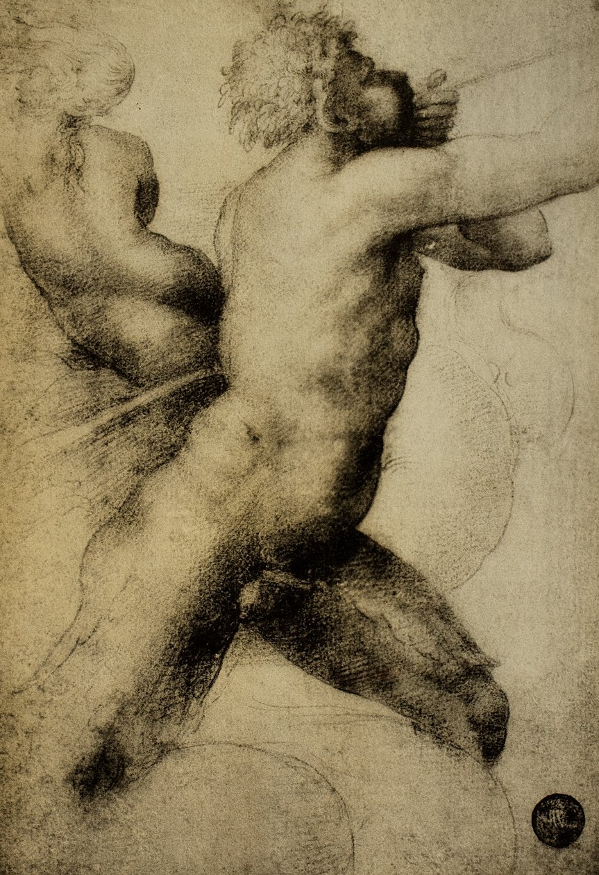 Triton en Nereïde; tekening door Raphael door Raffaello Sanzio Raphael