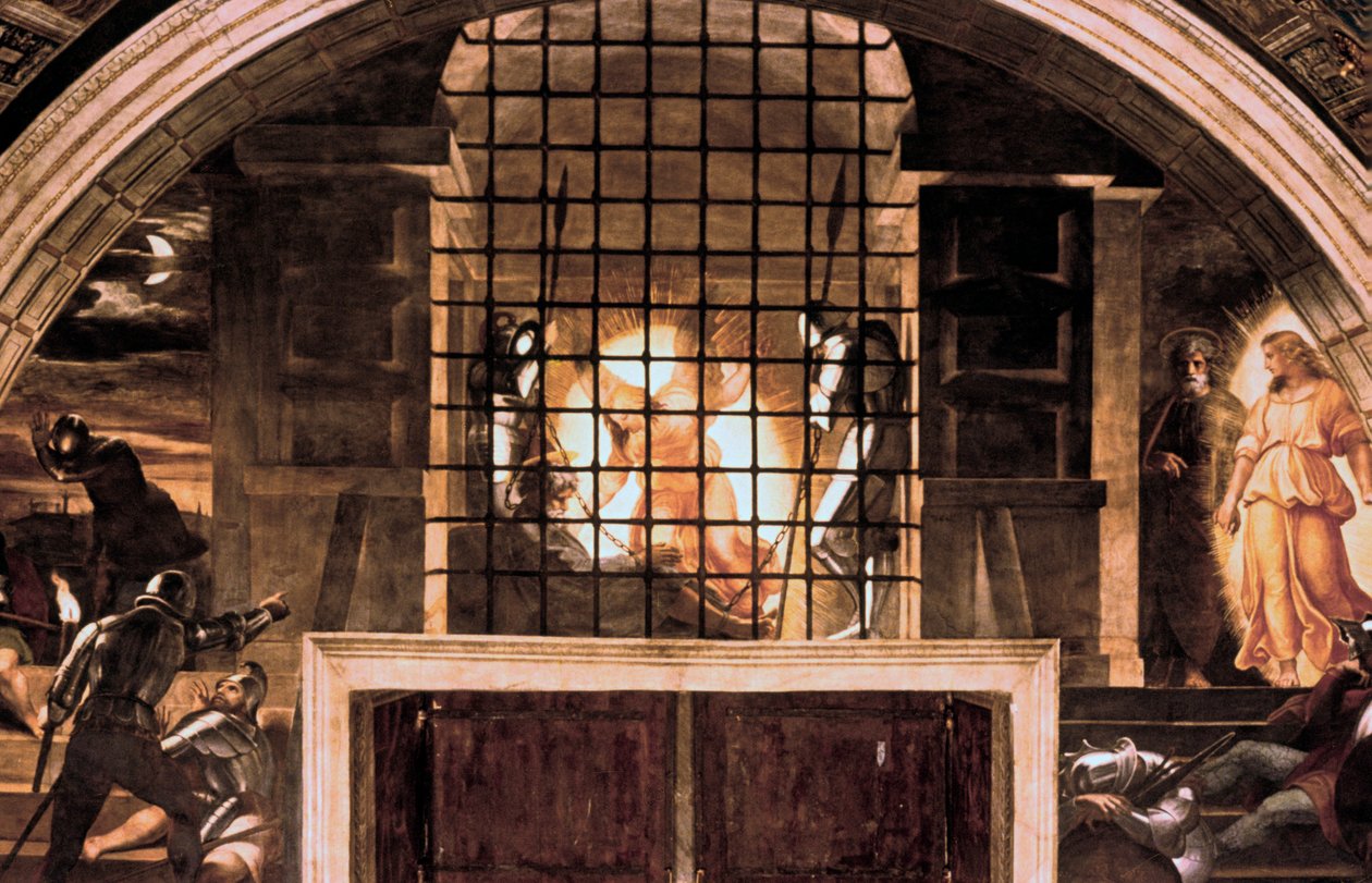 De bevrijding van St. Peter, 1514 door Raffaello Sanzio Raphael