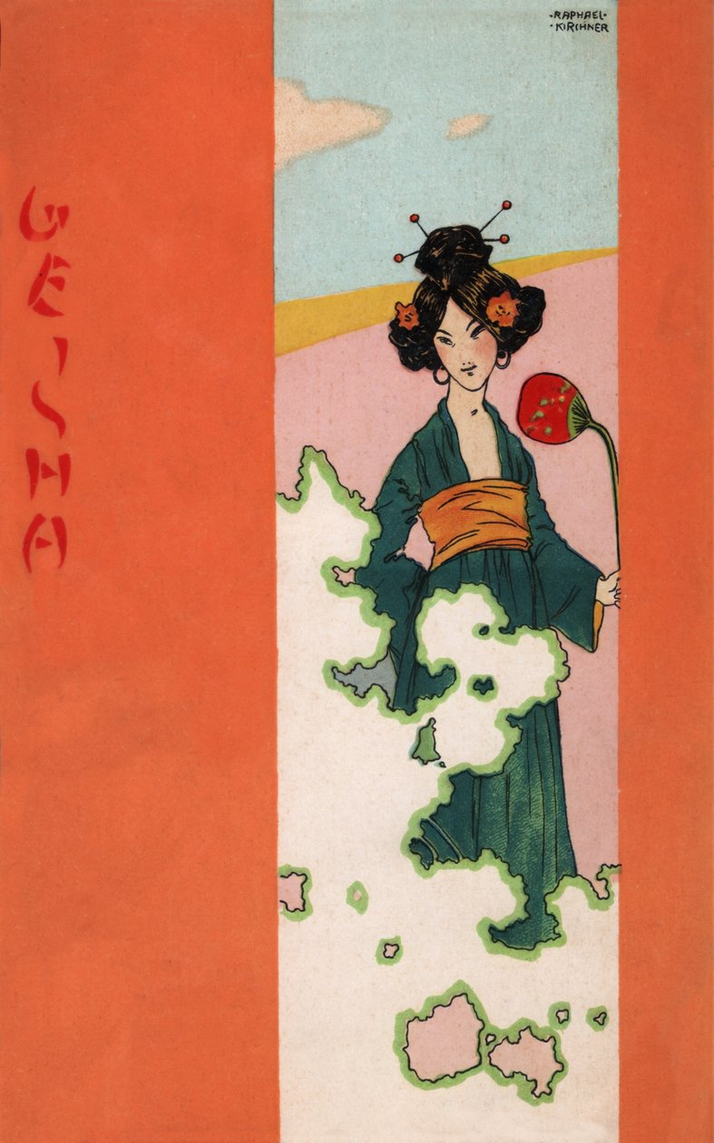 Geisha, ca. 1900 (illustratie) door Raphael Kirchner