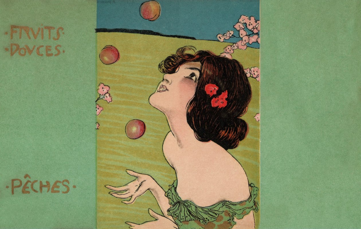 Perziken, ca 1900 (illustratie) door Raphael Kirchner