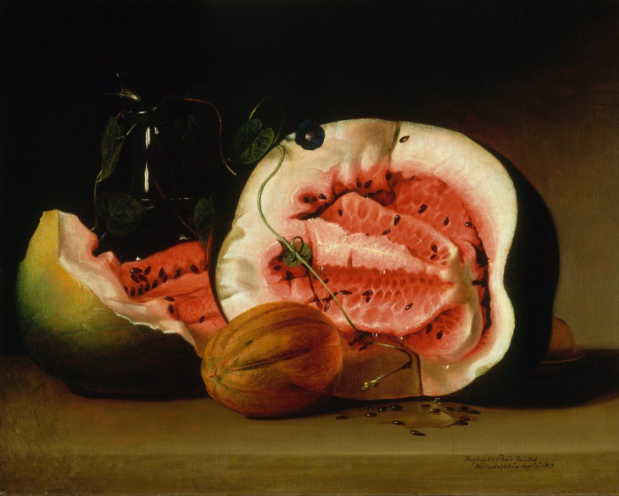 Meloenen en Morgenroosjes, 1813 door Raphaelle Peale