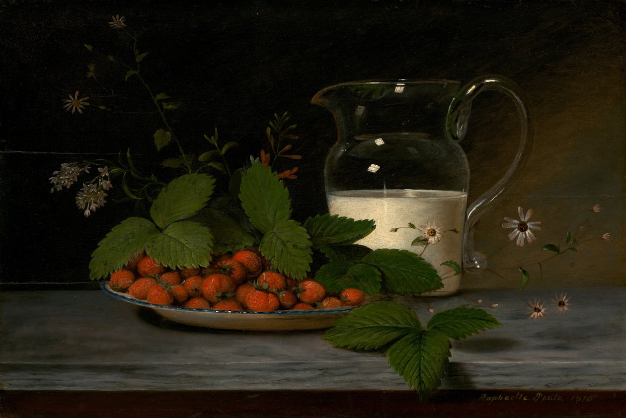 Aardbeien en room door Raphaelle Peale