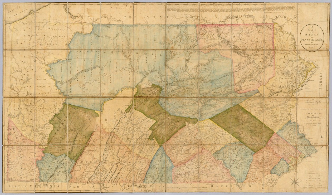 Een kaart van de staat Pennsylvania door Reading Howell