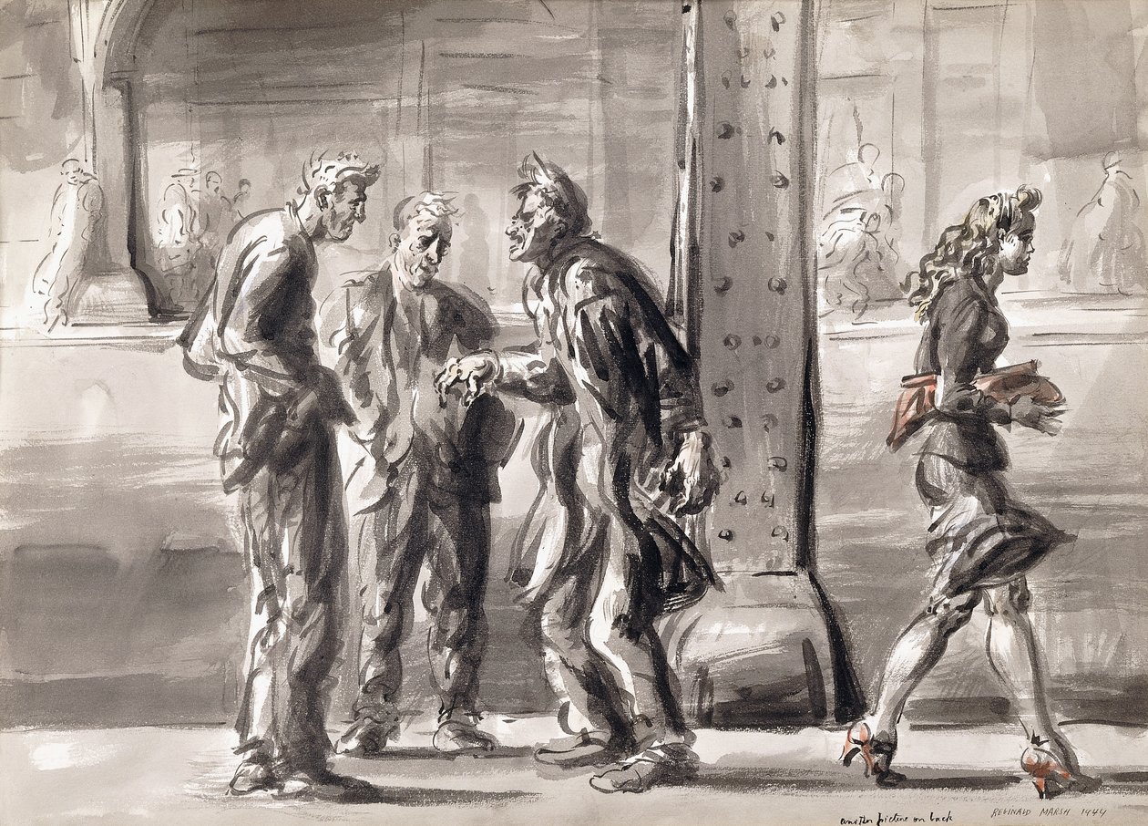 Onder de El door Reginald Marsh