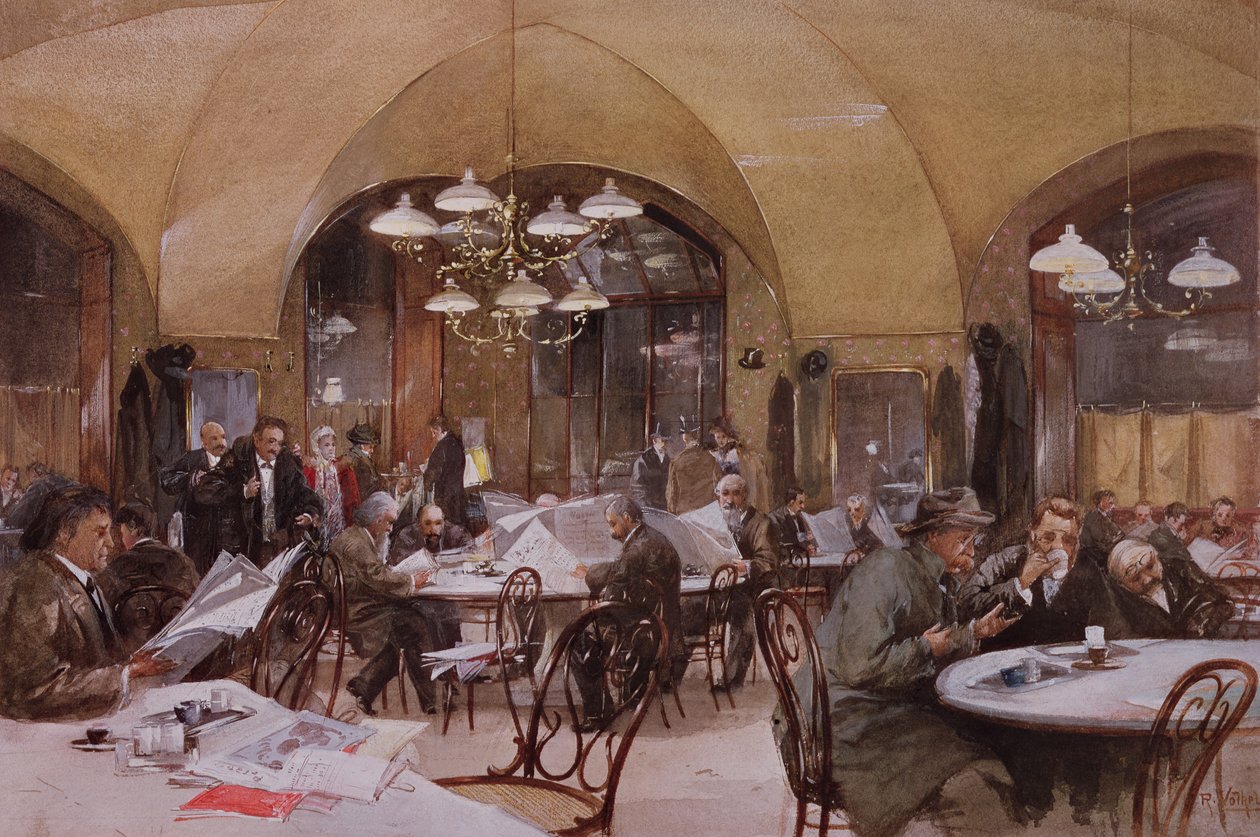 Cafe Griensteidl, Wenen, 1890 door Reinhold Volkel