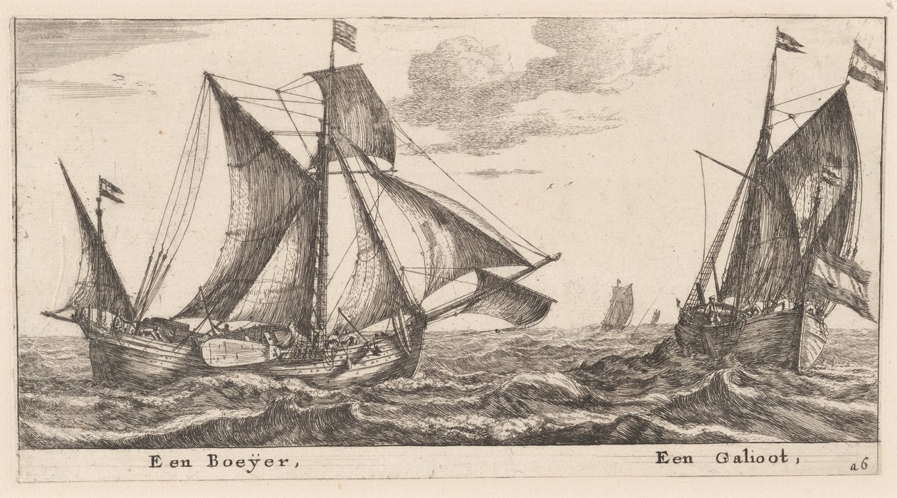 Een Boeier en een Galliot door Reinier Nooms, called Zeeman