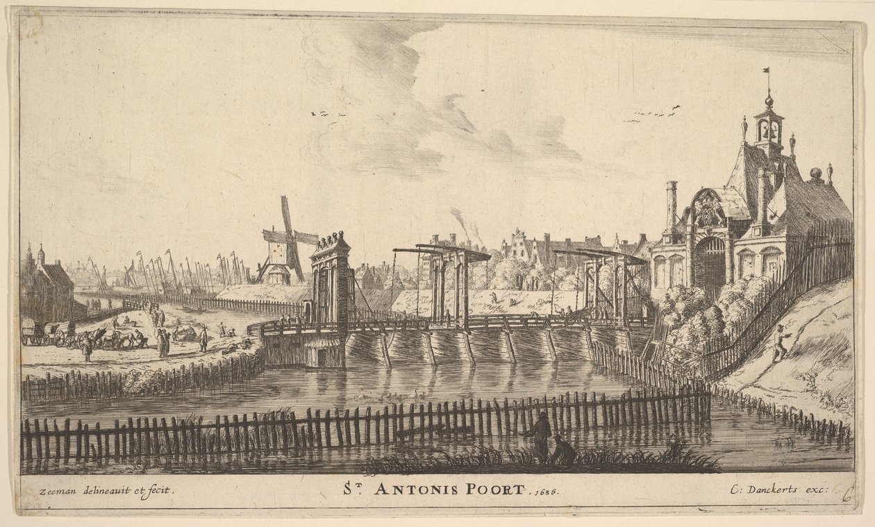St. Antonis Poort, Amsterdam, midden 17e eeuw door Reinier Zeeman