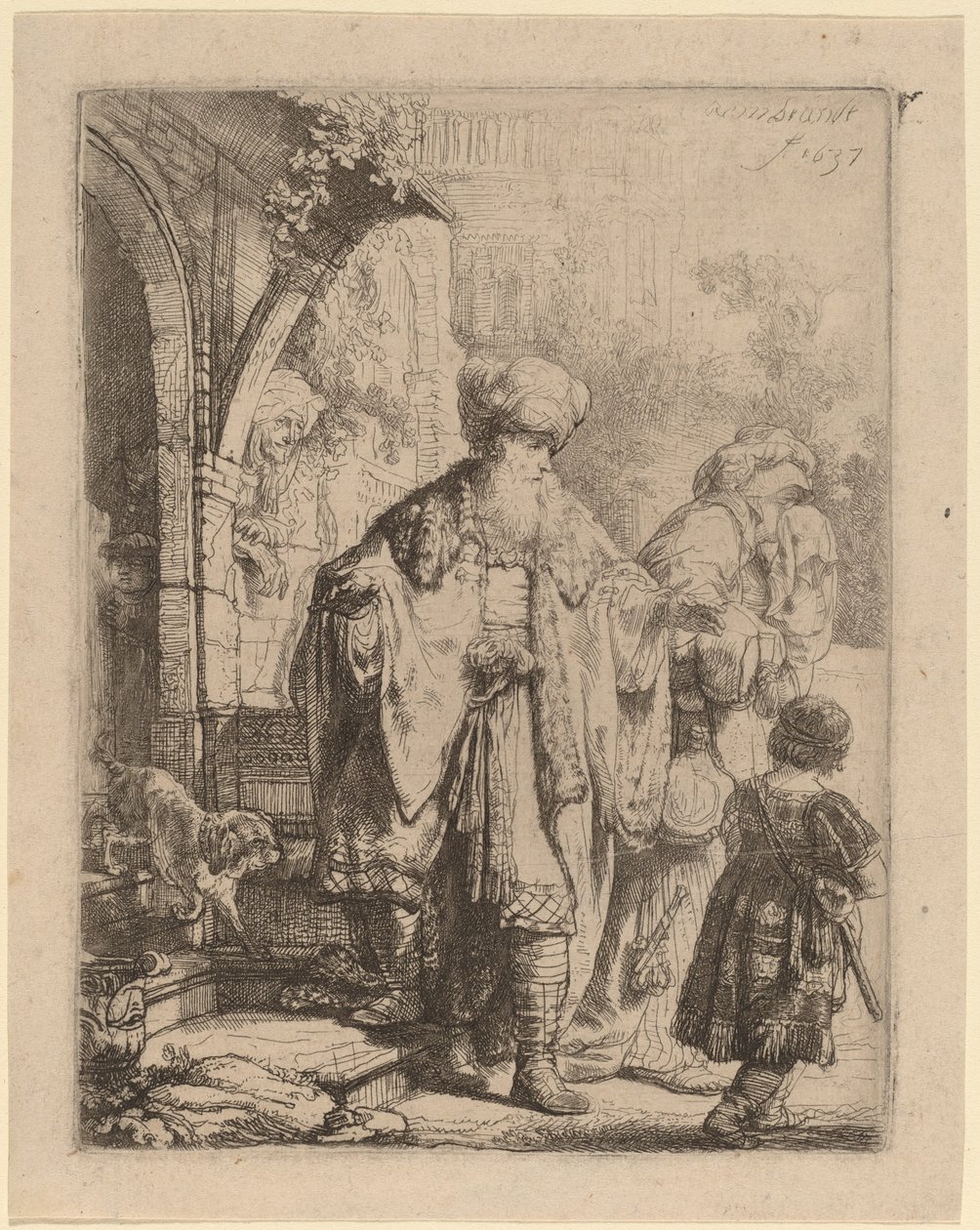 Abraham verdrijft Hagar en Ismaël door Rembrandt van Rijn