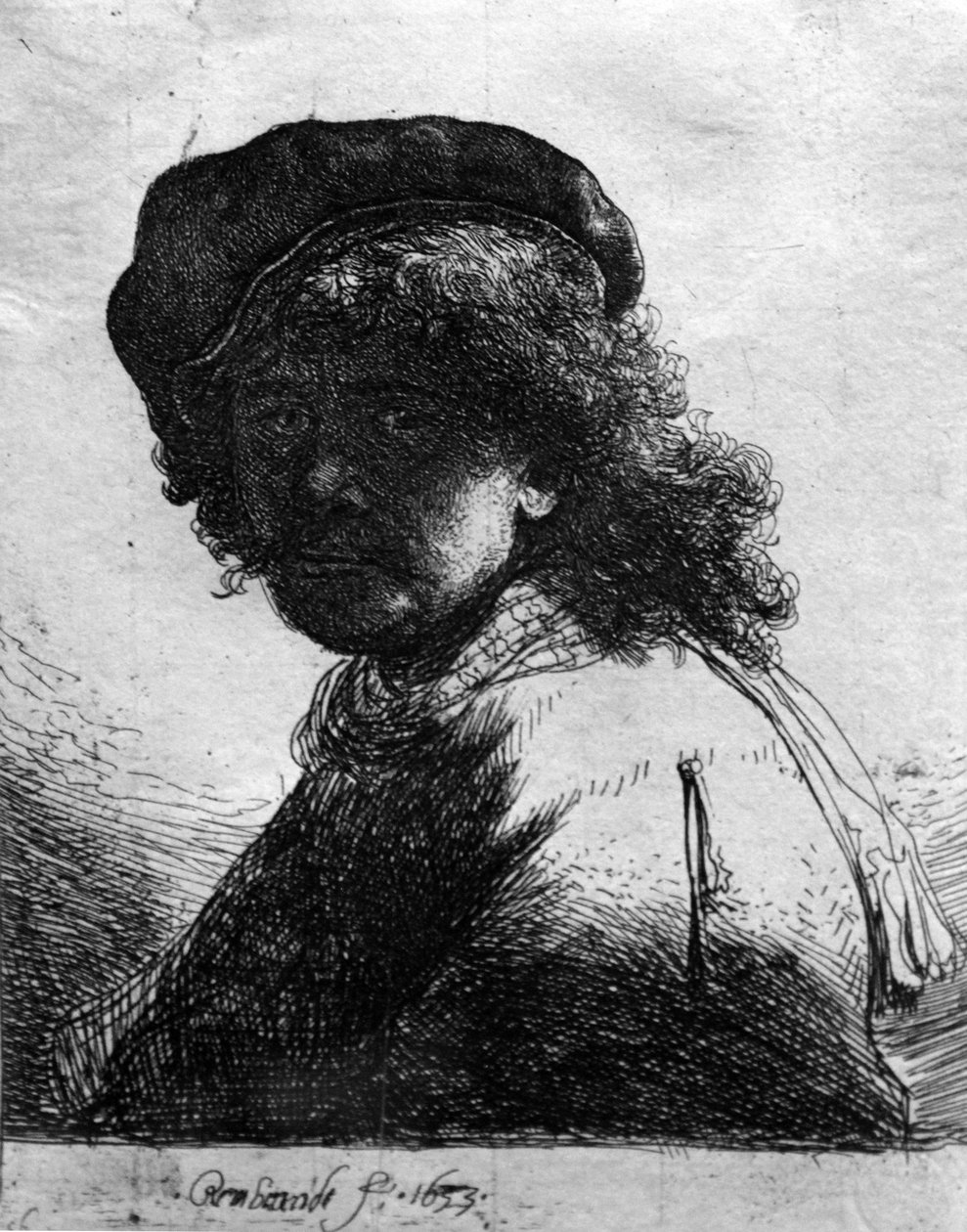 Zelfportret met de sjaal door Rembrandt van Rijn
