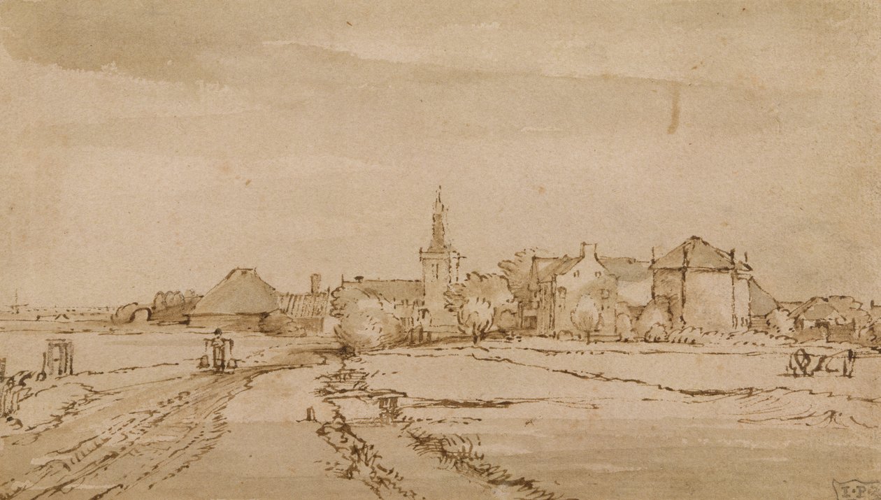 Uitzicht op Diemen door Rembrandt van Rijn