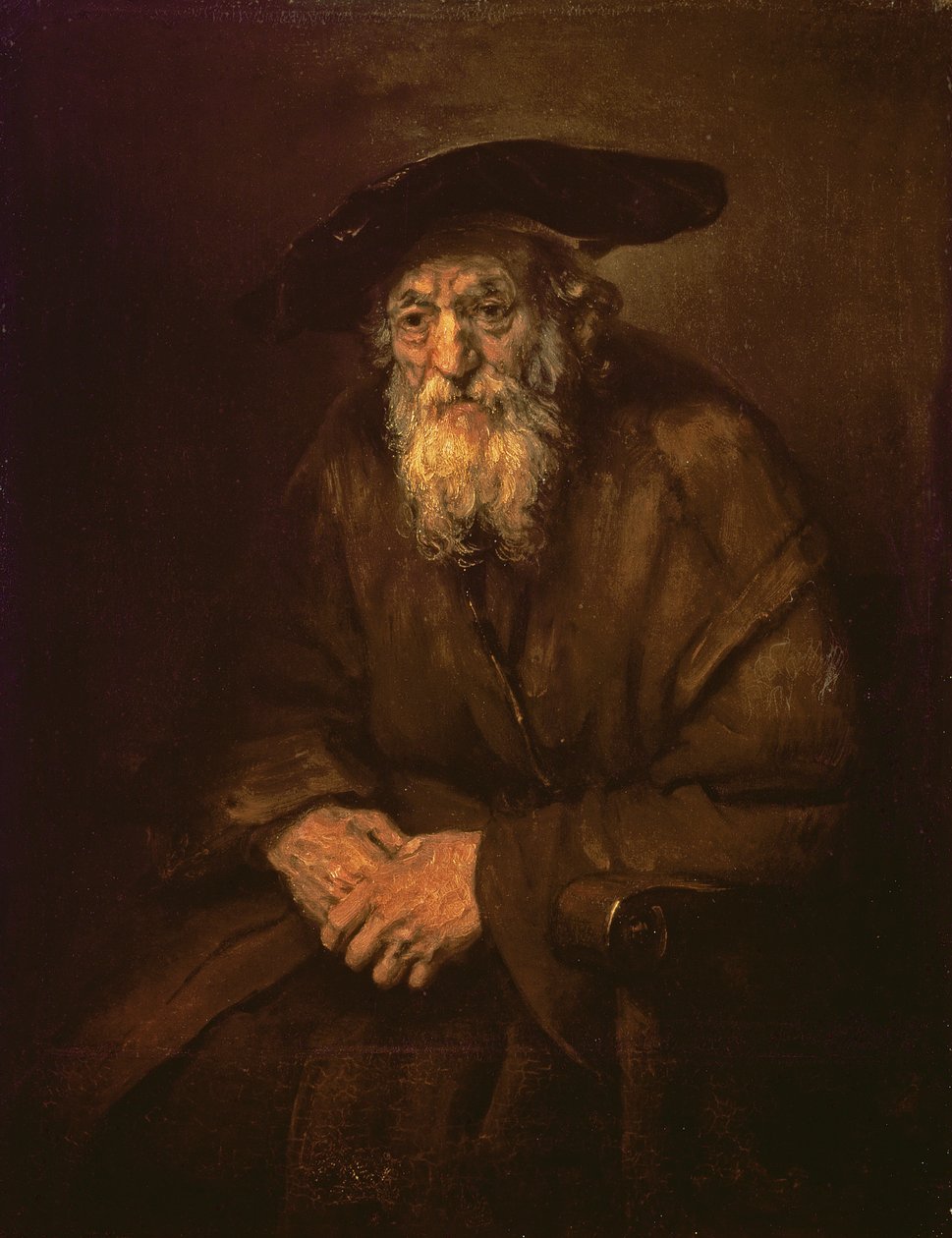 Portret van een oude jood door Rembrandt van Rijn