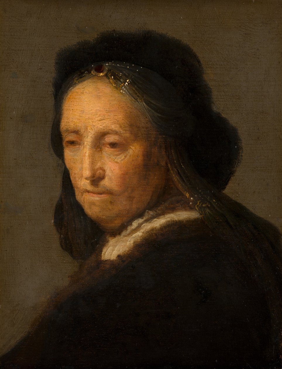 Portret van een oude vrouw, ca. 1600-1700 door Rembrandt van Rijn