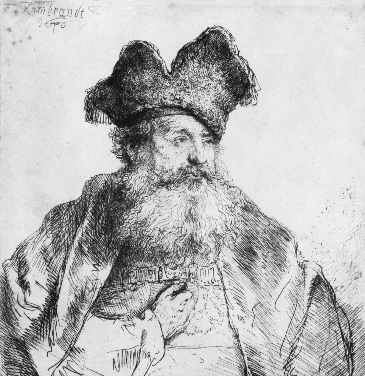 Portret van een oude man door Rembrandt van Rijn