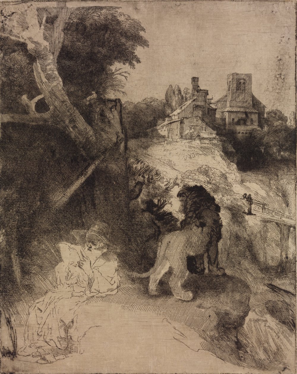 Sint Hiëronymus in een Italiaans Landschap door Rembrandt van Rijn