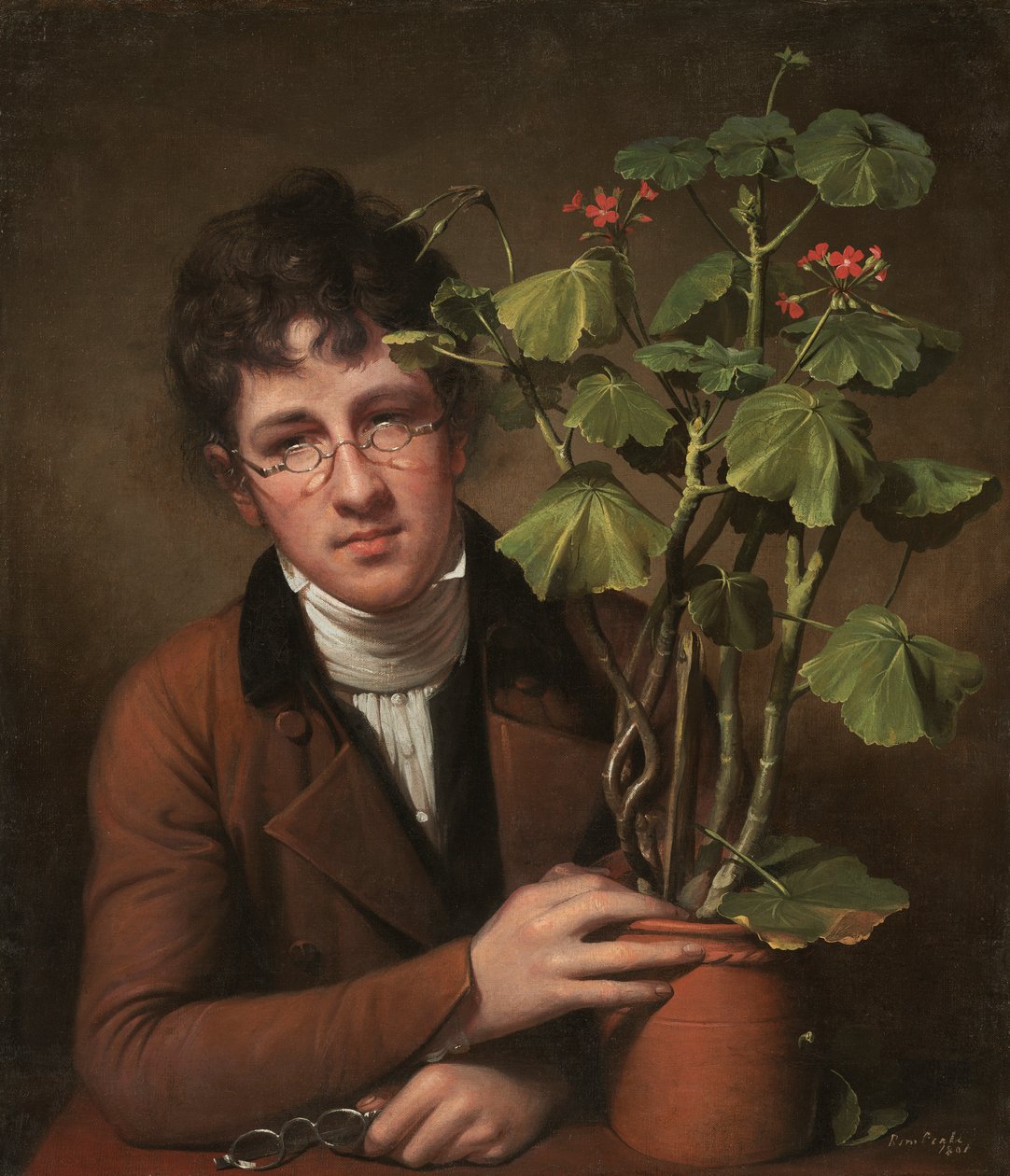 Rubens Peale met een geranium door Rembrandt Peale
