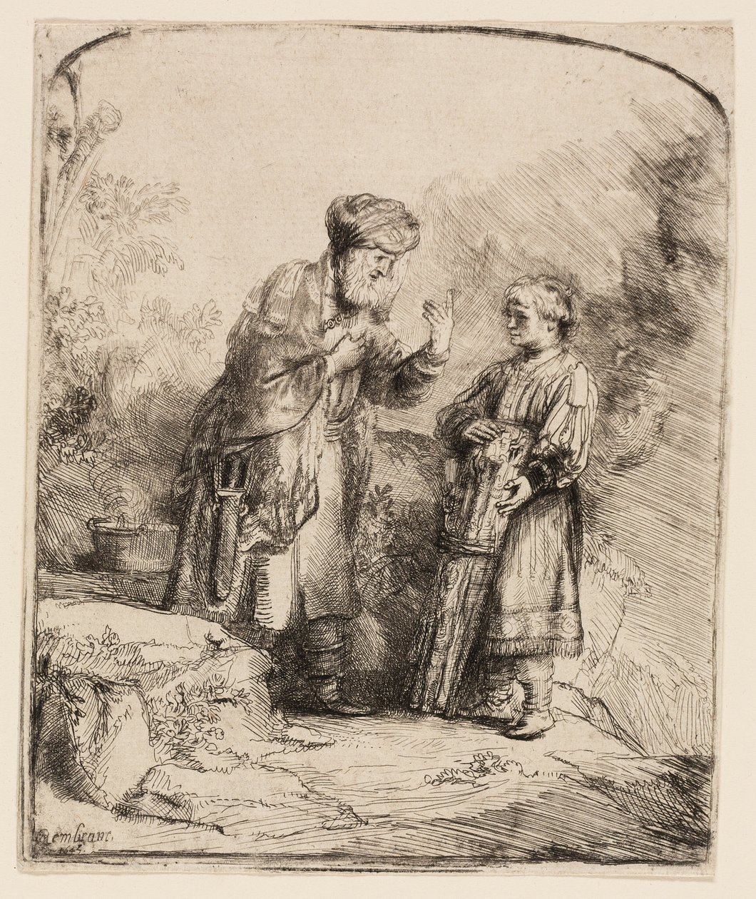 Abraham en Isaak door Rembrandt van Rijn