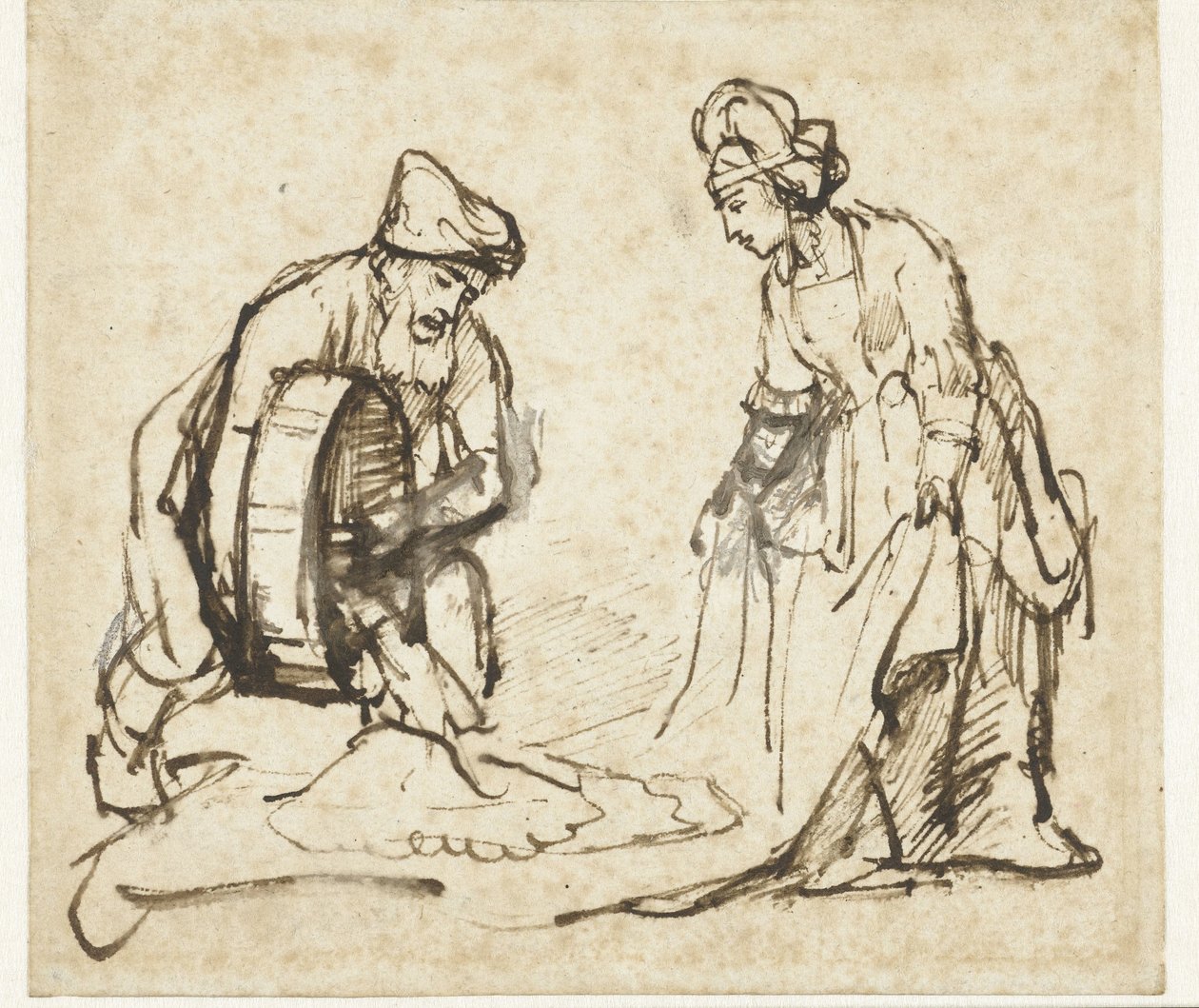 Boaz en Ruth door Rembrandt van Rijn