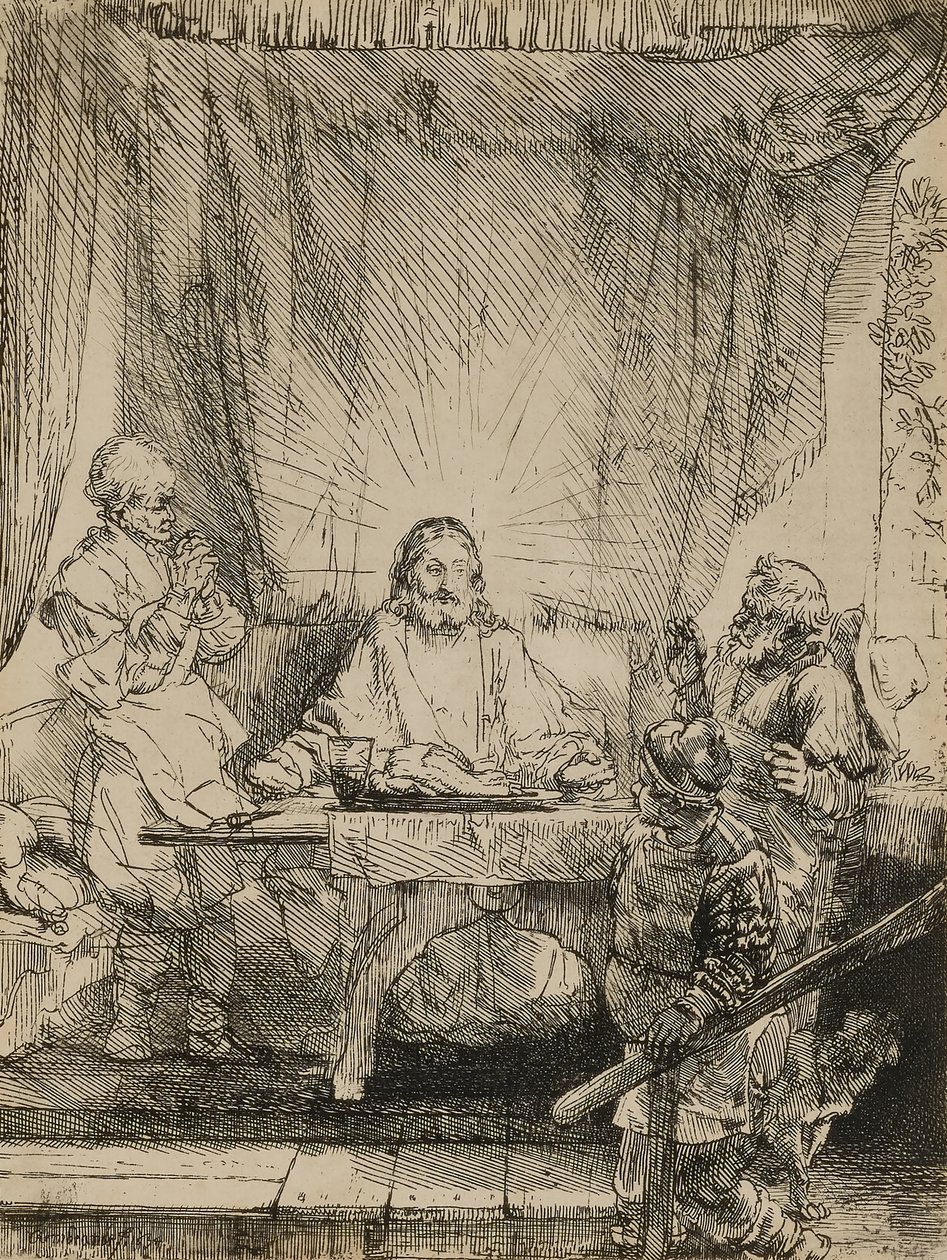 Christus in Emmaüs door Rembrandt van Rijn
