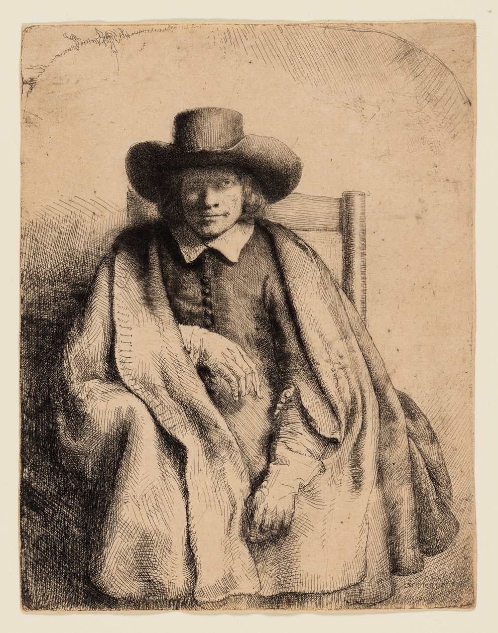 Clement de Jonghe, prentverkoper door Rembrandt van Rijn
