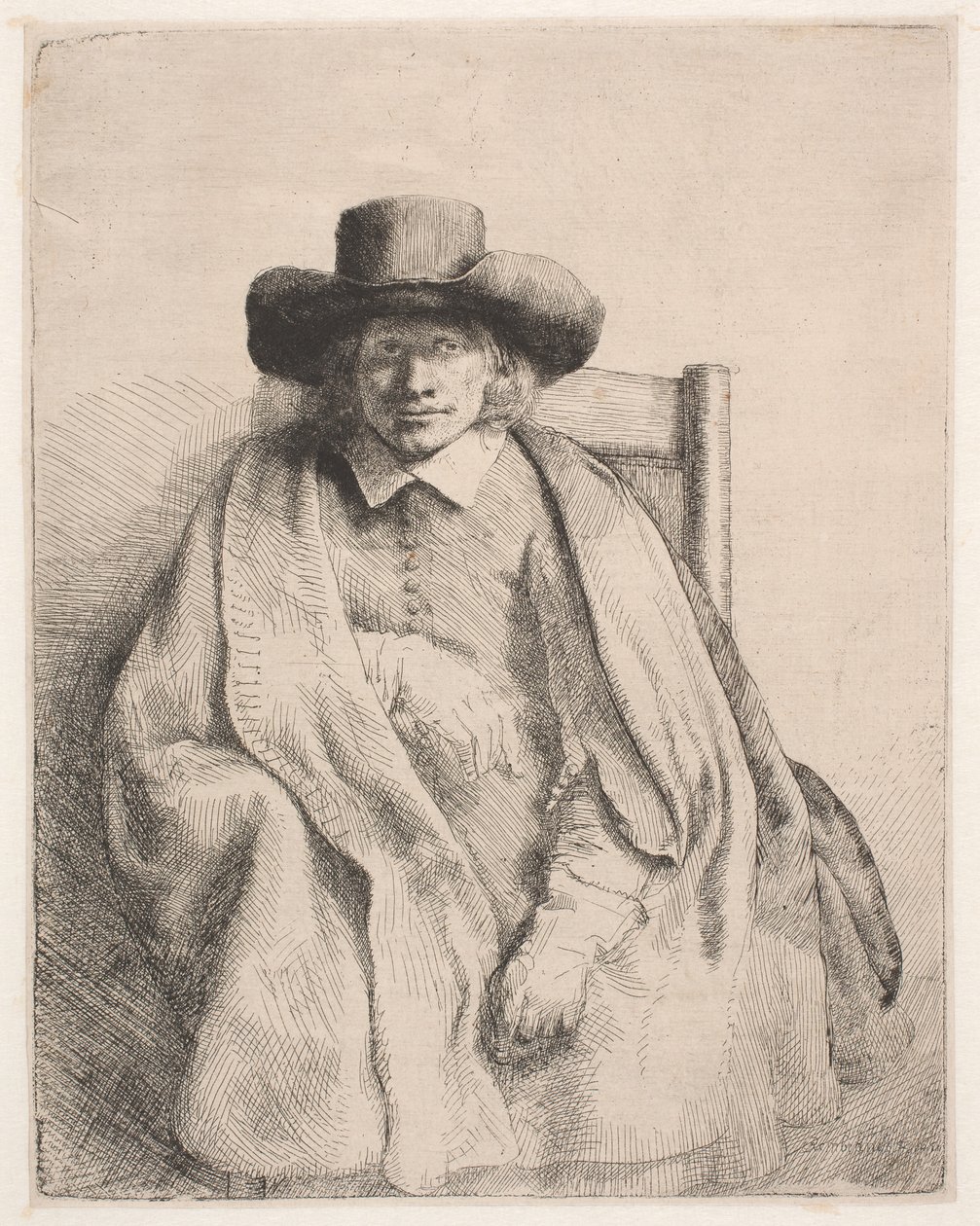 Clement de Jonghe, prentverkoper door Rembrandt van Rijn