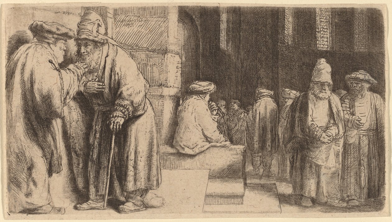 Joden in de Synagoge door Rembrandt van Rijn