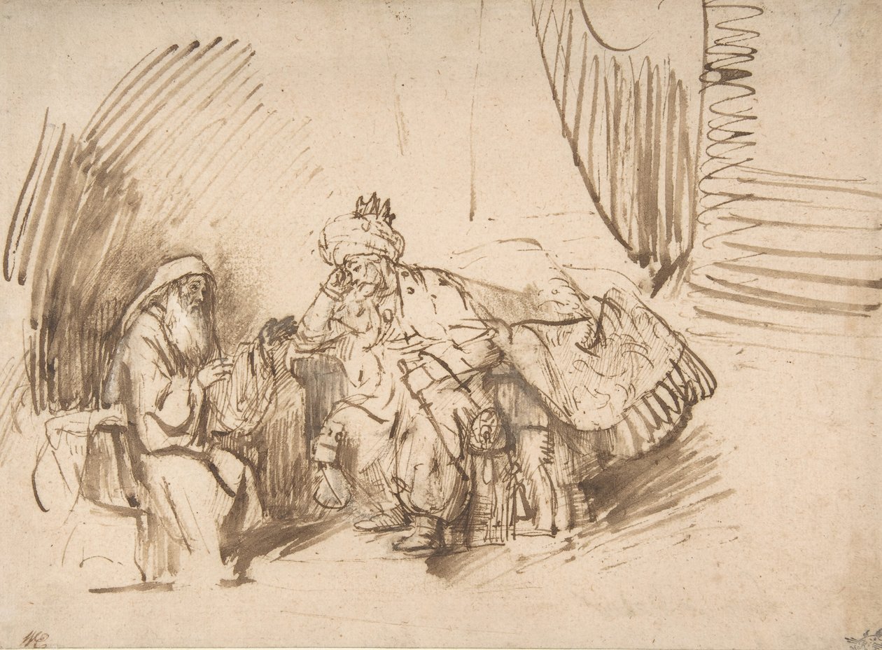 Nathan vermaant David, 1650-1655 door Rembrandt van Rijn