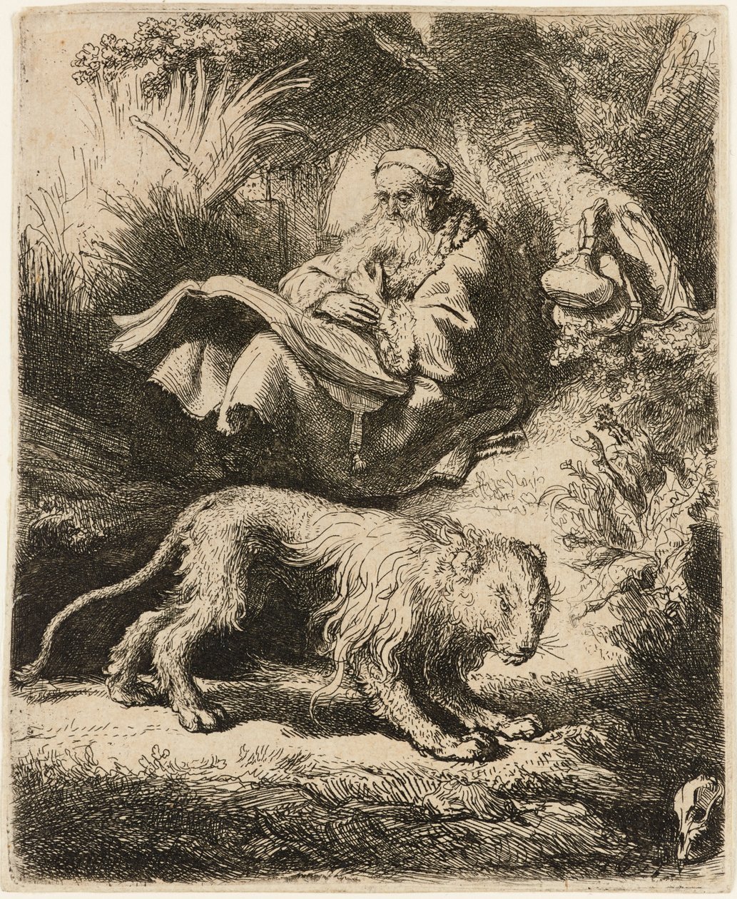 Sint Hiëronymus lezend door Rembrandt van Rijn