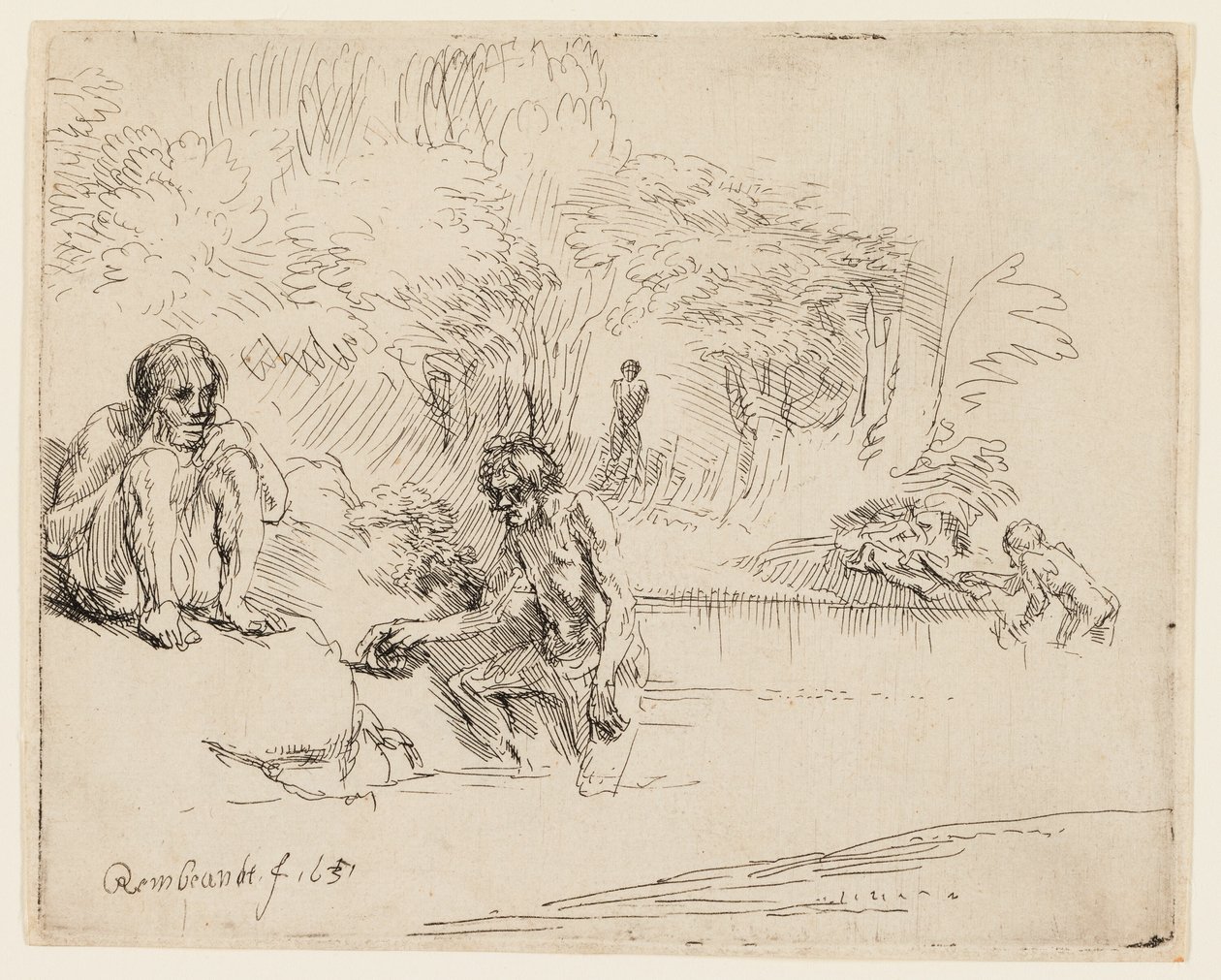 De Baders door Rembrandt van Rijn