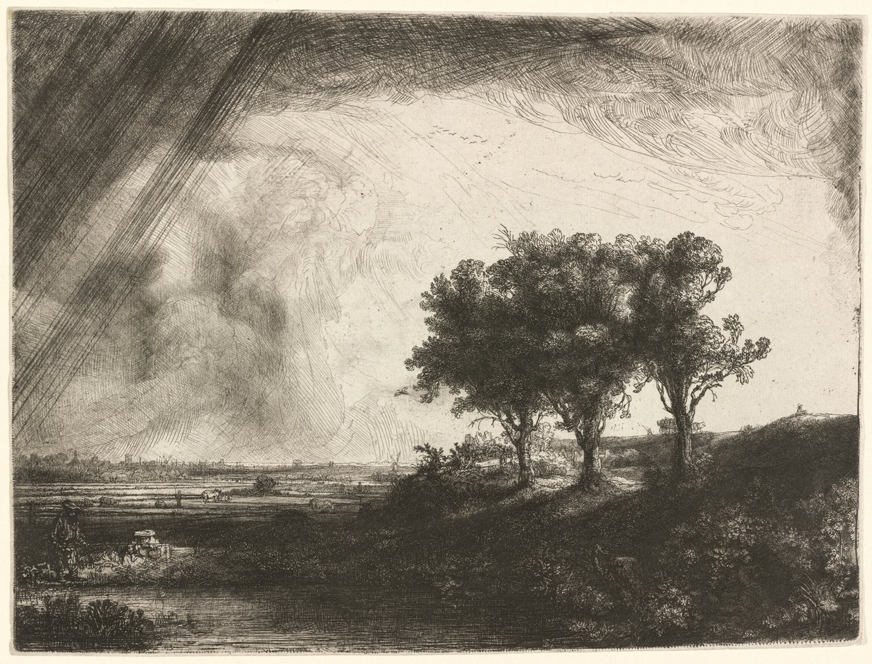 De drie bomen door Rembrandt van Rijn