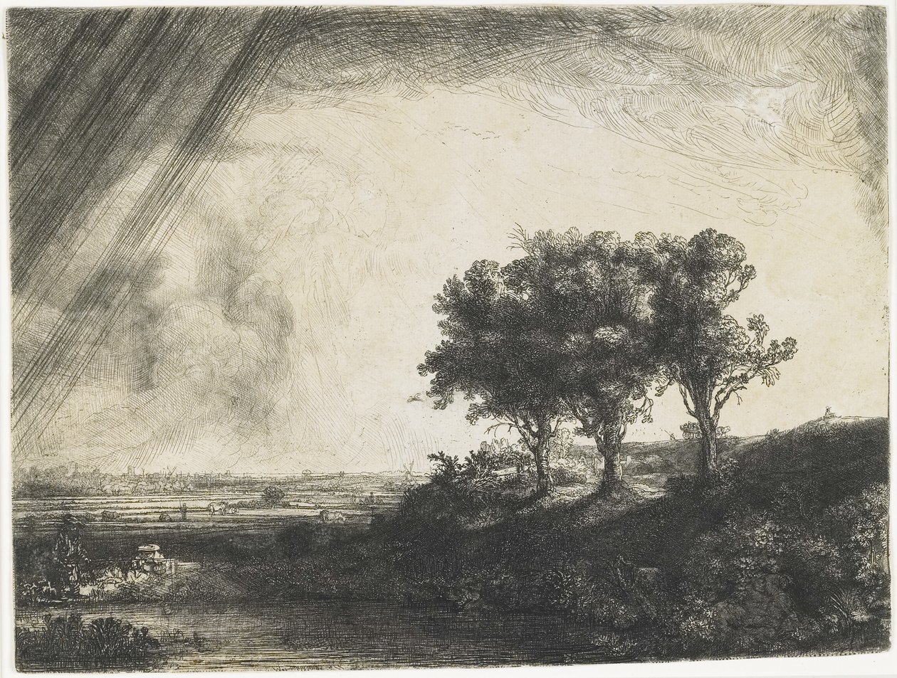 De Drie Bomen, 1643 door Rembrandt van Rijn