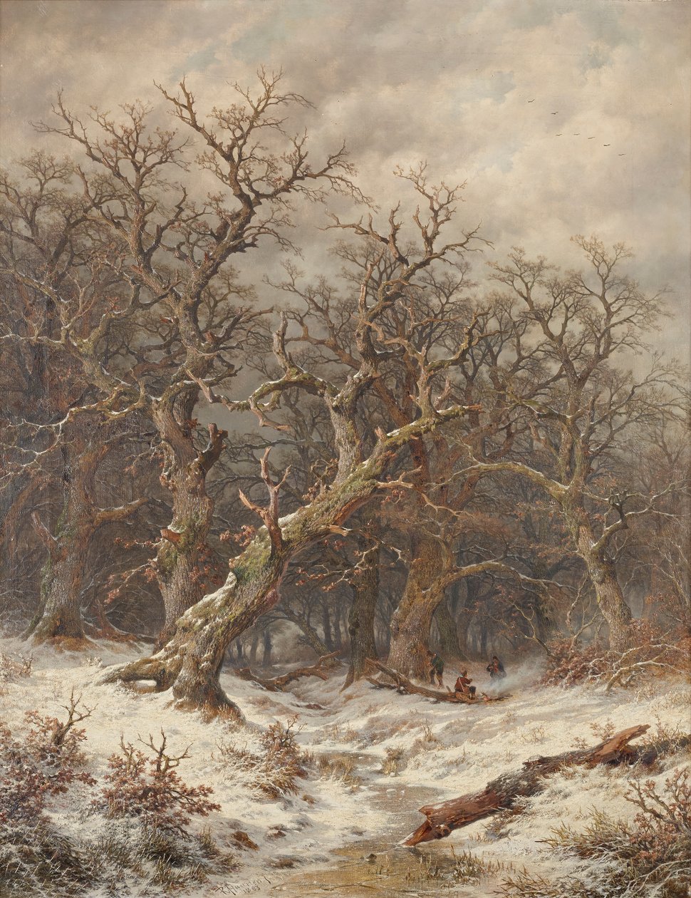 Winterlandschap (Winterbos) door Remigius Adrianus van Haanen