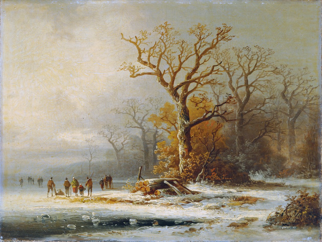 Winterlandschap door Remigius Adrianus van Haanen