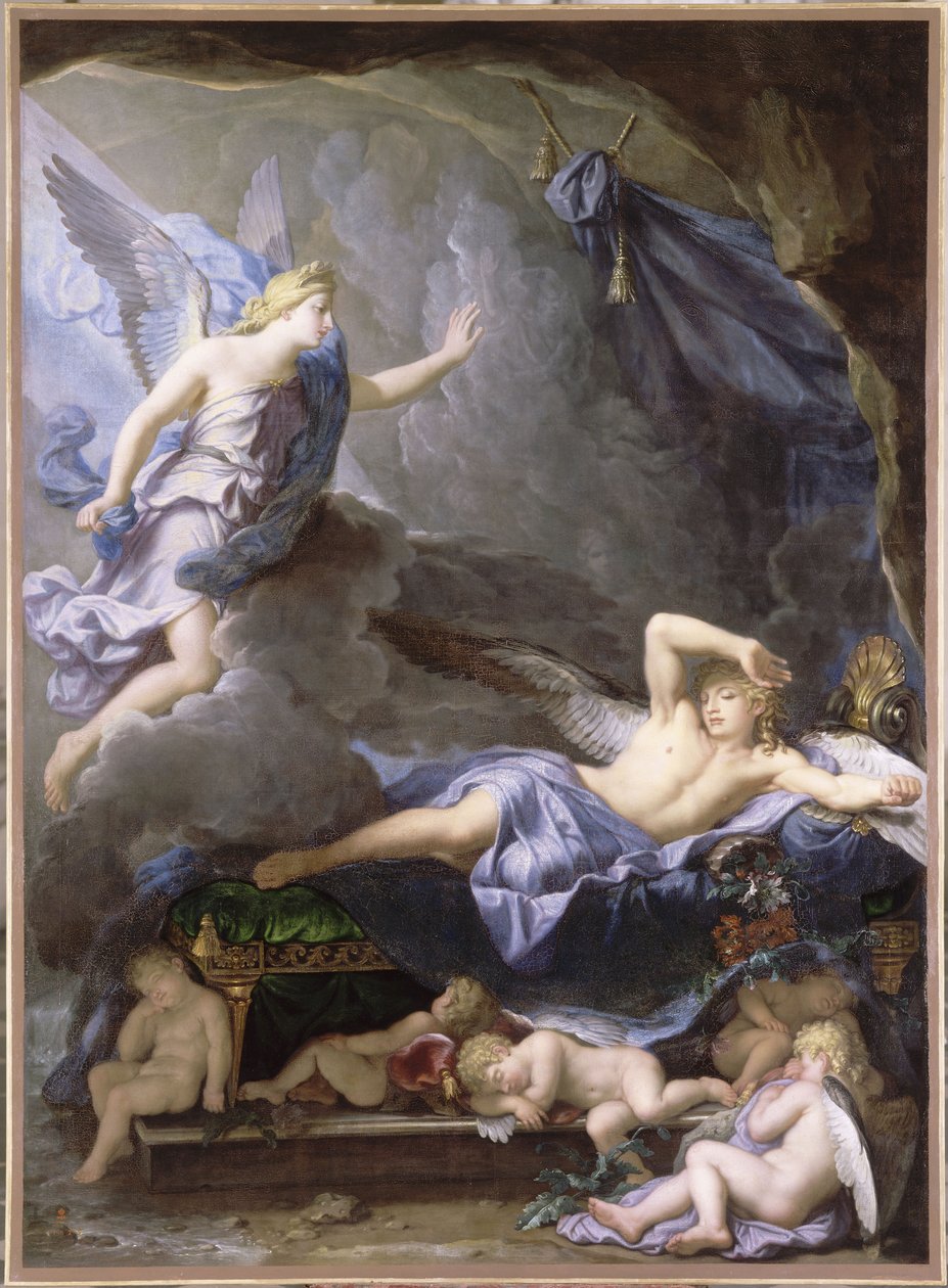 Morpheus ontwaakt bij de nadering van Iris door René Antoine Houasse